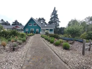 Lavender-lined paver path